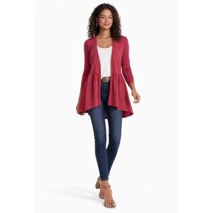 TLA Anthropologie Long Sleeve Open Front Peplum Cardigan Womens Size Small